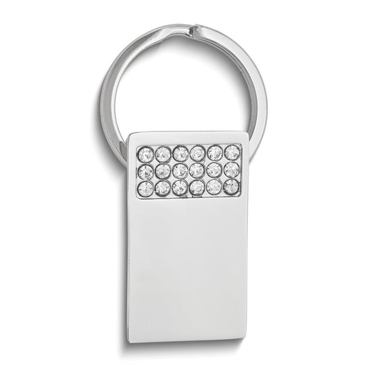 Rectangle Swarovski Crystal Key Ring - Engravable Personalized Gift Item