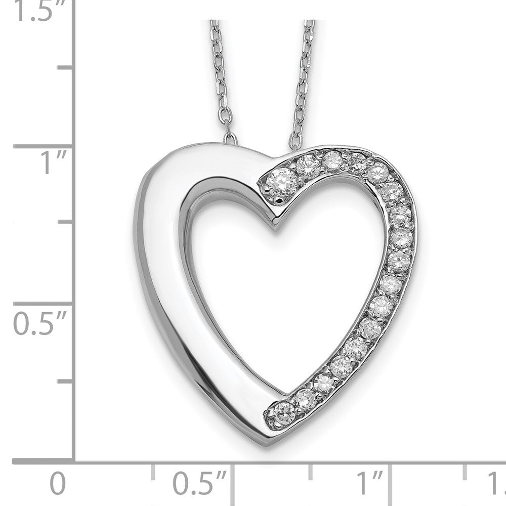 Sterling Silver Rhodium-plated CZ Heart Ash Holder 18in Necklace 18 Inches