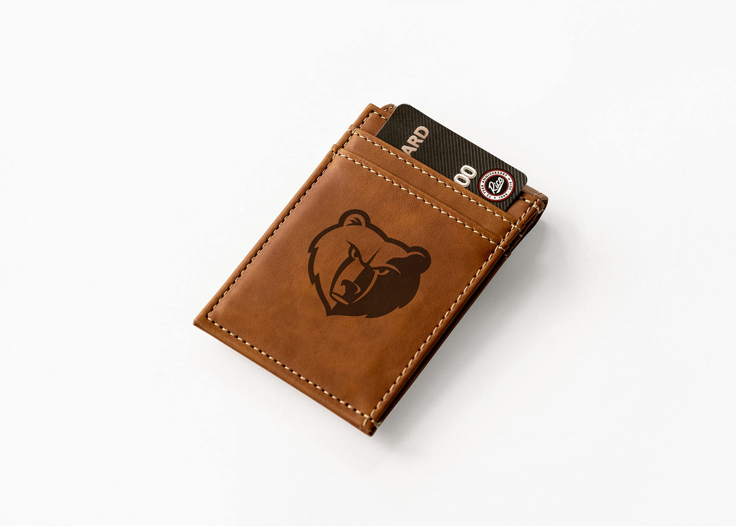 Grizzlies Laser Engraved Brown Front Pocket Wallet
