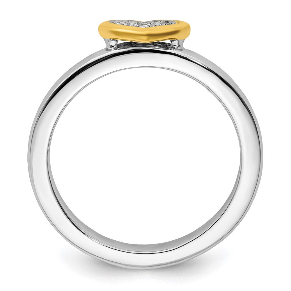 Sterling Silver Stackable Expressions Gold-plated Heart w/Diamond Ring Size -6