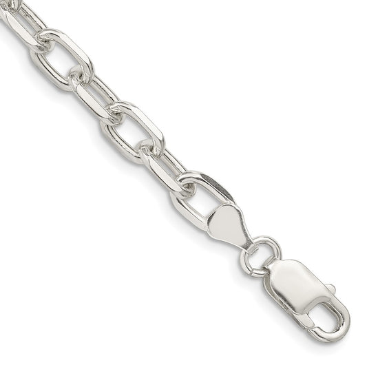Sterling Silver 6.65mm Diamond-cut Long Link Cable Chain 8 inches