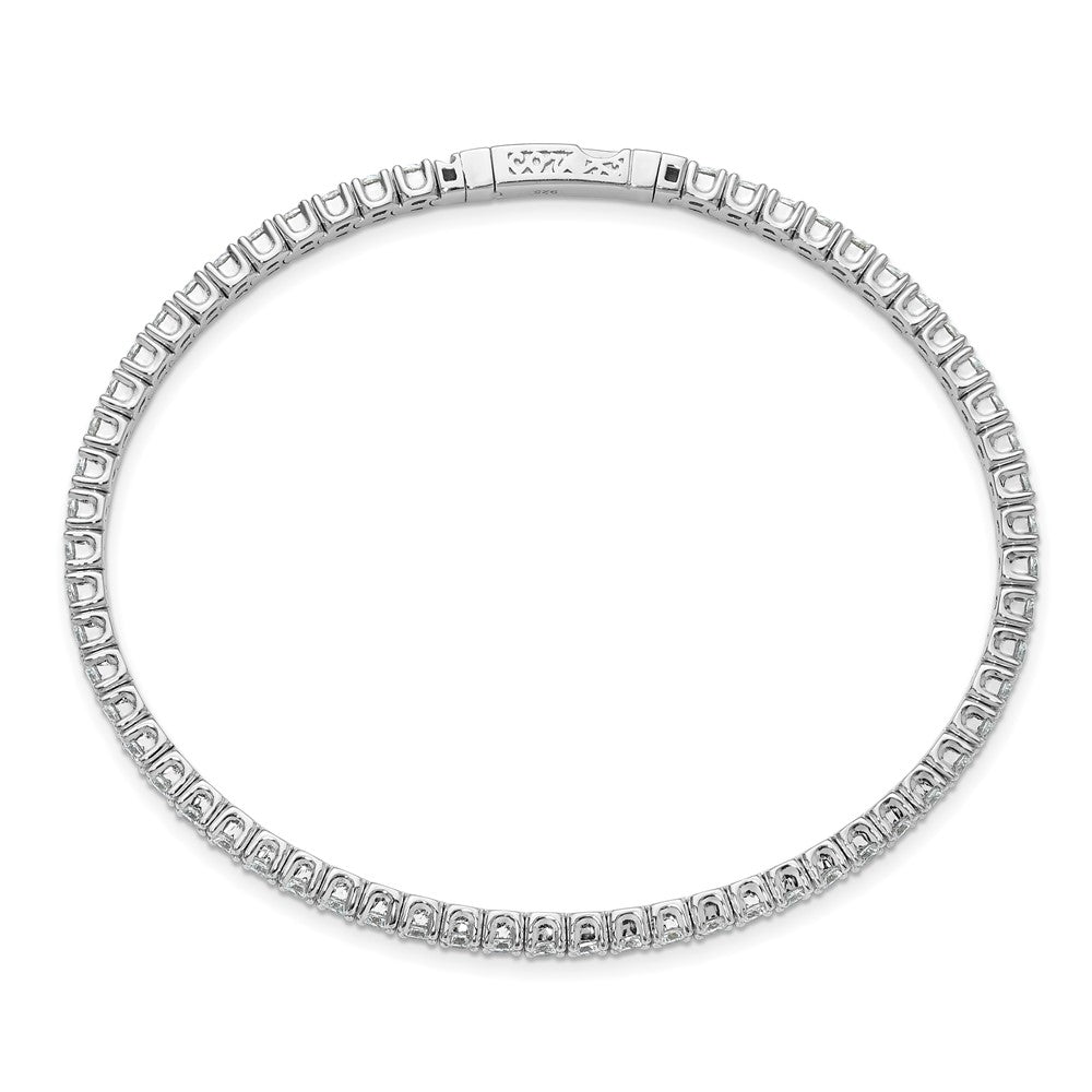 Sterling Silver Rhodium-plated CZ 8in Flexible Bangle Bracelet 8 inches