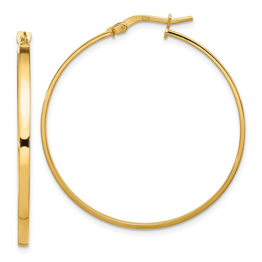 14K 2mm Polished Hoop Earrings