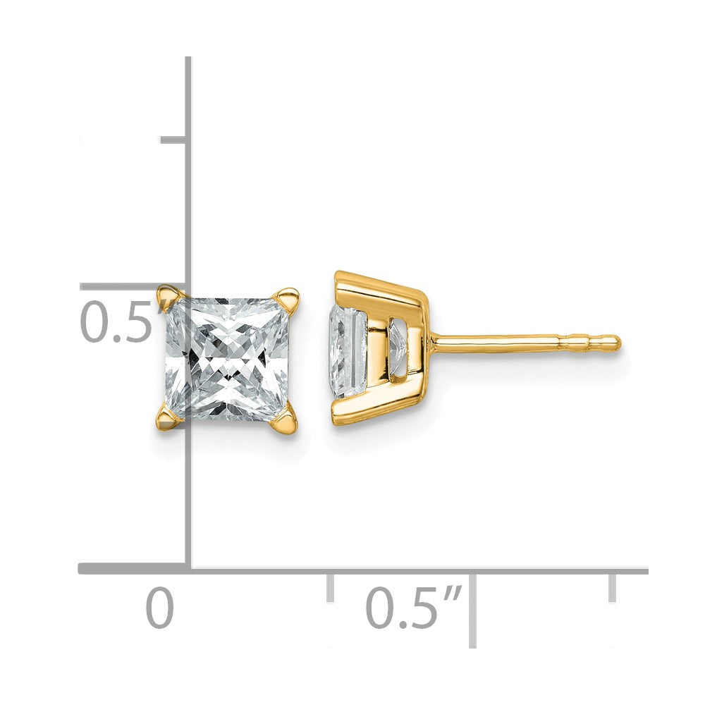 14k Yellow Gold 2 ctw Lab Grown Diamond VS/SI+ G+ Princess 4 Prong Heavy Wt. Stud Earrings