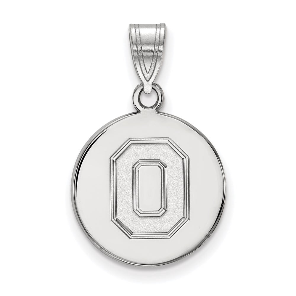 Sterling Silver Rhodium-plated LogoArt The Ohio State University Letter O Medium Disc Pendant QSS062OSU