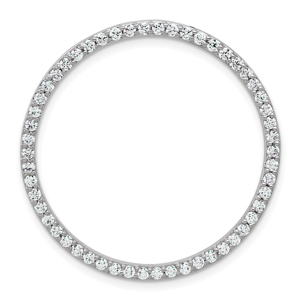14k White Gold 1 carat Lab Grown Diamond VS+ F+ Circle Chain Slide Pendant