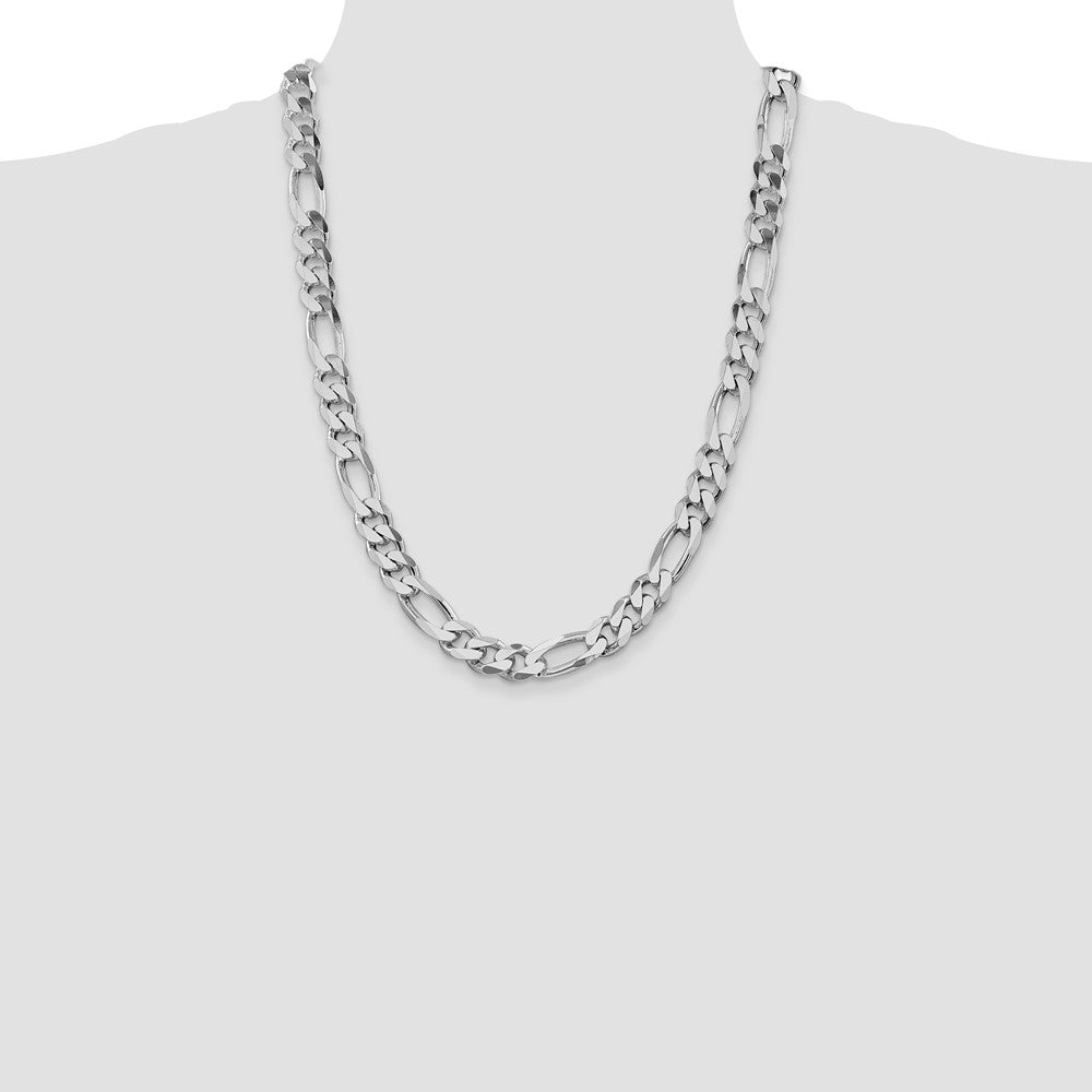 Sterling Silver Rhodium-plated 10.75mm Figaro Chain 24 Inches