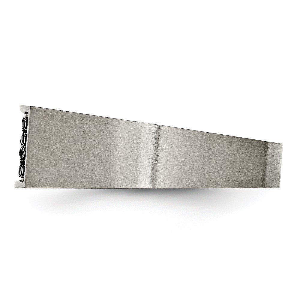 Titanium Brushed and Polished Black CZ Signet Ring Size - 10