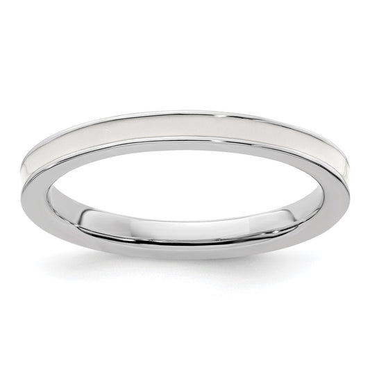 Sterling Silver Stackable Expressions White Enameled 2.25mm Ring Size -9