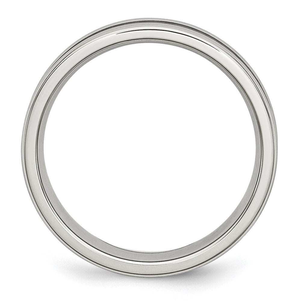 Stainless Steel Polished w/ Black Carbon Fiber Inlay 6mm Band Size - 12