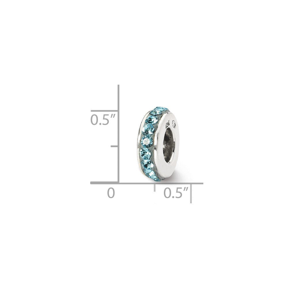 925 Sterling Silver Polished Reflections March Single Row Crystal Bead Charm 9.09x3.64mm Wide Pendant Necklace for Women
