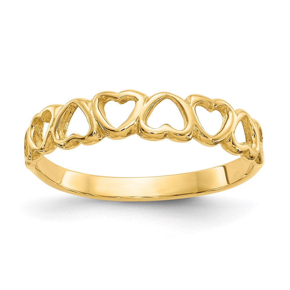 14k Polished Hearts Ring Size 7