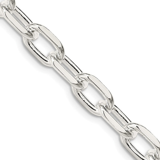 Sterling Silver 7.5mm Diamond-cut Long Link Cable Chain 26 Inches