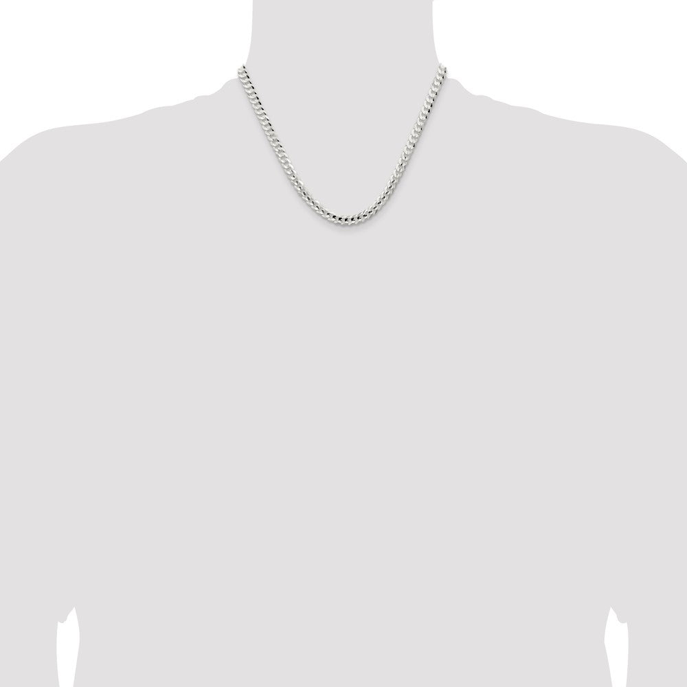 Sterling Silver 5.65mm Concave Beveled Curb Chain 18 Inches