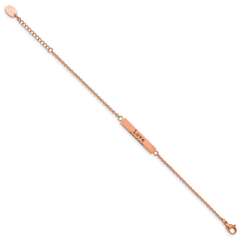 Stainless Steel Polished Rose IP CZ Enjoy the little w/1.5in ext Bracelet 7 inches