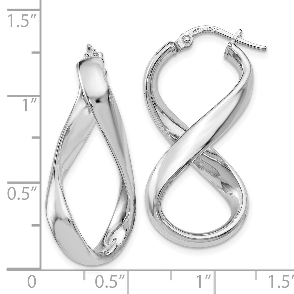 Sterling Silver RH-plated Polished Twisted Hoop Earrings