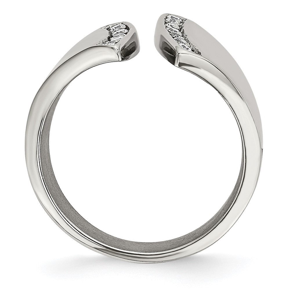 Stainless Steel Polished CZ Ring Size - 9
