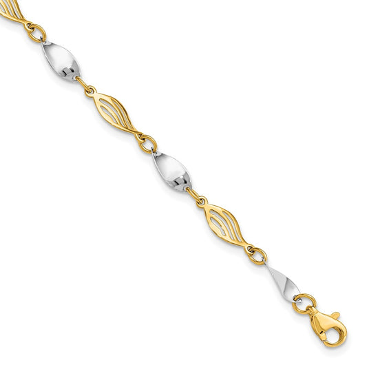 14K Two-tone Bracelet 7  inches