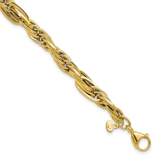 14K Polished Fancy Link Bracelet 7.75  inches