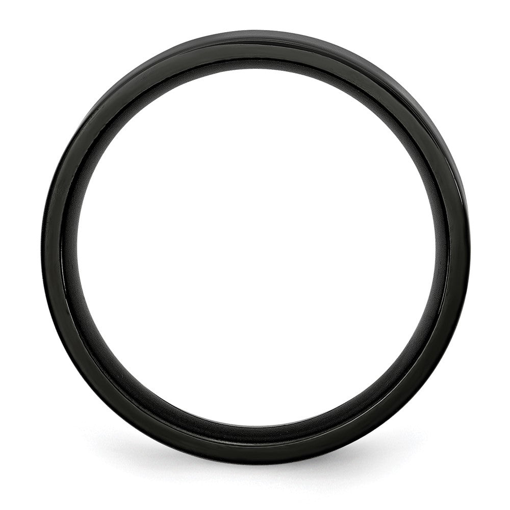 Stainless Steel 5mm Black IP-plated Polished Flat Band Size - 7
