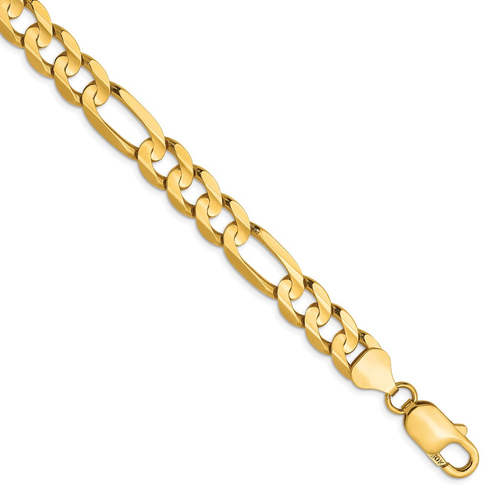 10K 7.5mm Concave Figaro Bracelet 8  inches