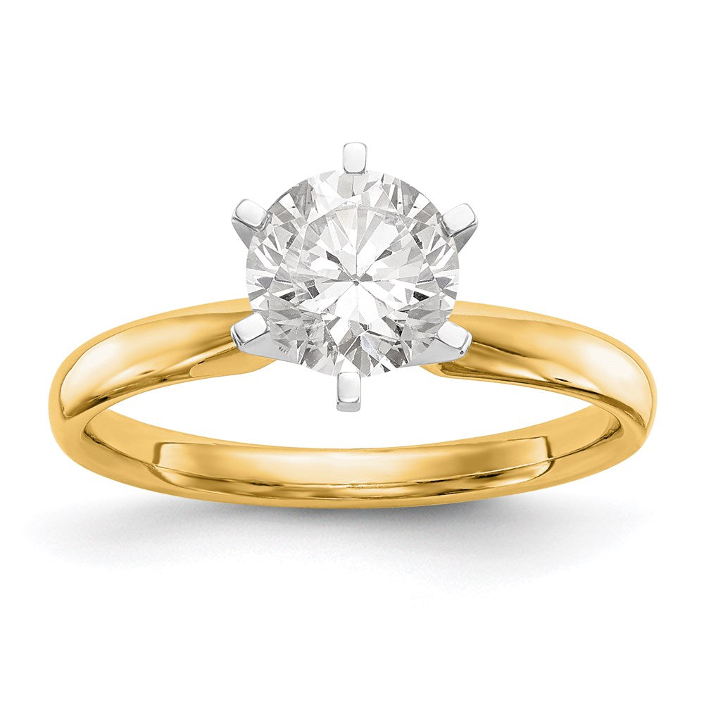 14k Two-Tone 1 carat Lightweight Comfort-Fit 6-Prong Round Solitaire Ring Mounting