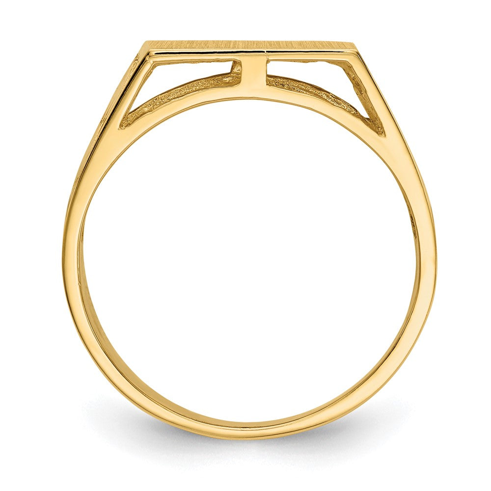 14k 12.0x12.5mm Open Back Men's Signet Ring Size 10