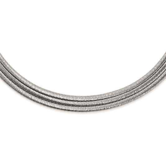 Sterling Silver 3 Row Rhodium Plated 17in w/2in ext. Necklace