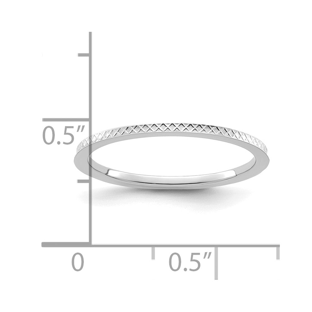 10K White Gold 1.2mm Criss-Cross Pattern Stackable Band Size 4.5