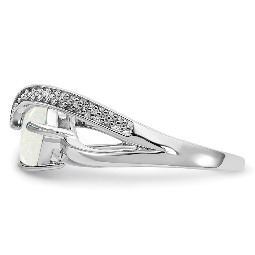 Sterling Silver ANC CR OPal & Diamond Ring