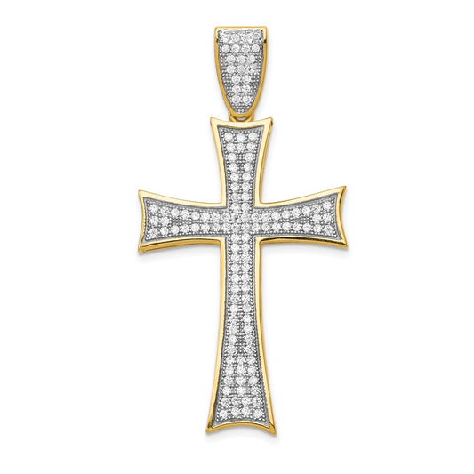14k w/Rhodium Micro Pavâ€š CZ Large Cross Pendant