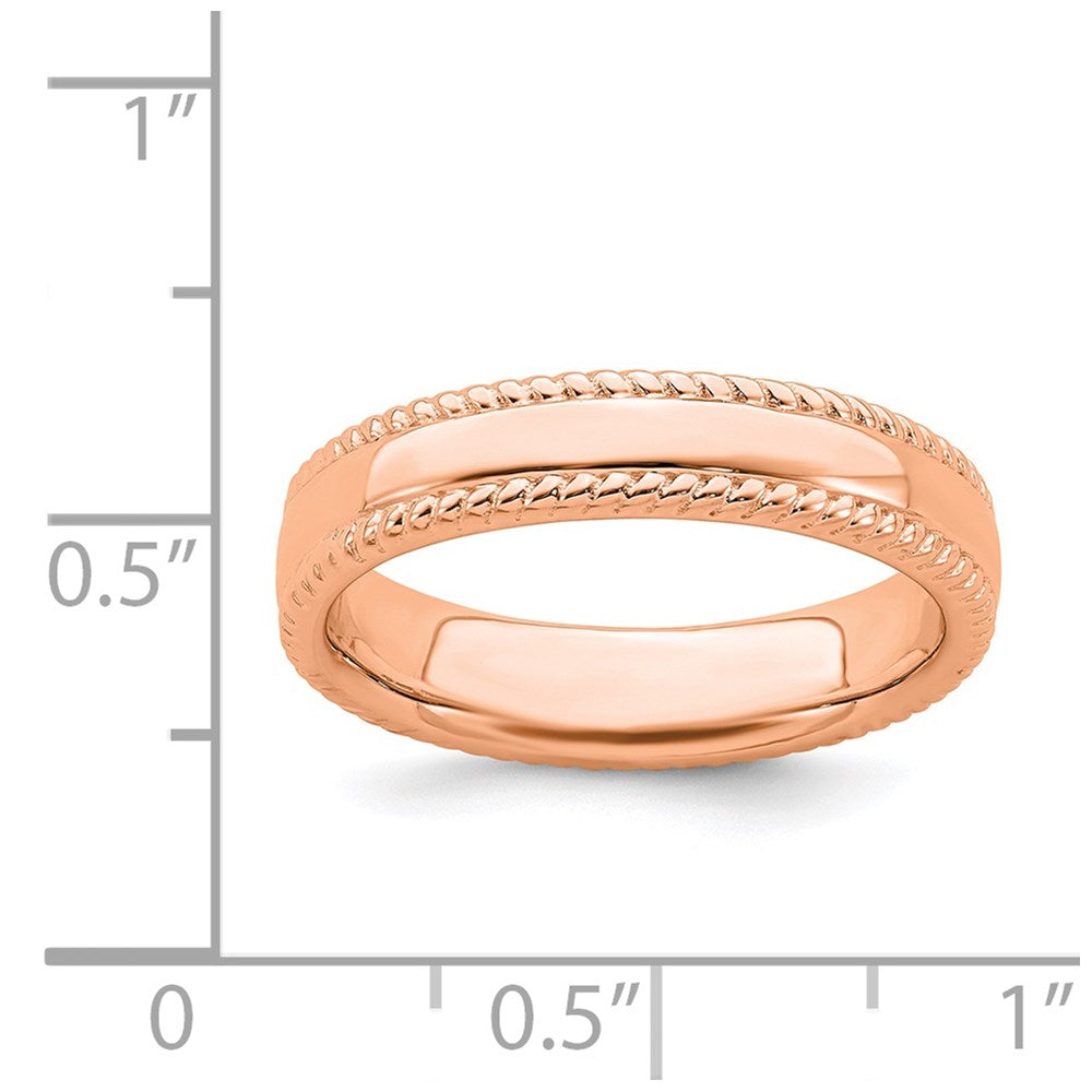 Sterling Silver Stackable Expressions Pink-plated Ring Size -10
