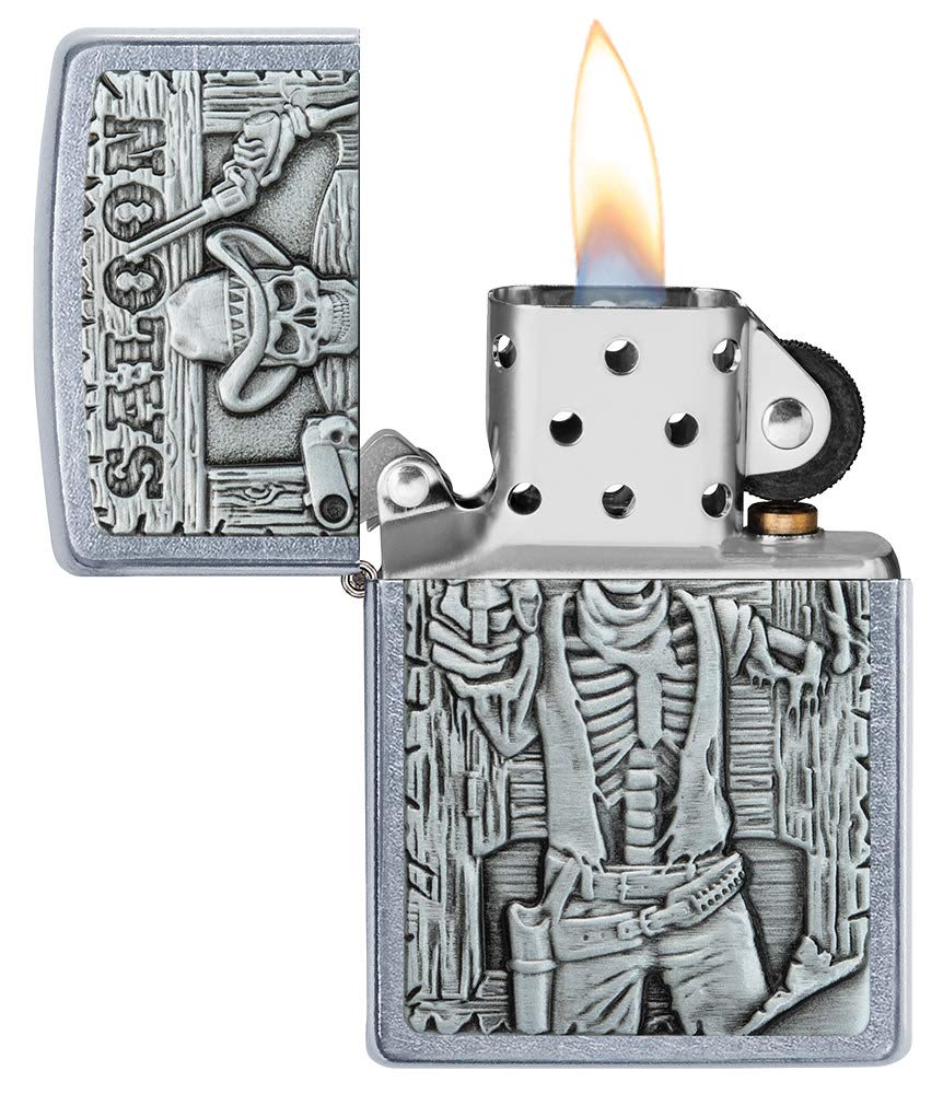 Zippo Saloon Skull Emblem Street Chrome Pocket Lighter