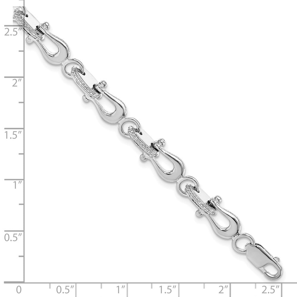 De-Ani Sterling Silver Rhodium-plated Polished Mariners Link Bracelet 8 inches