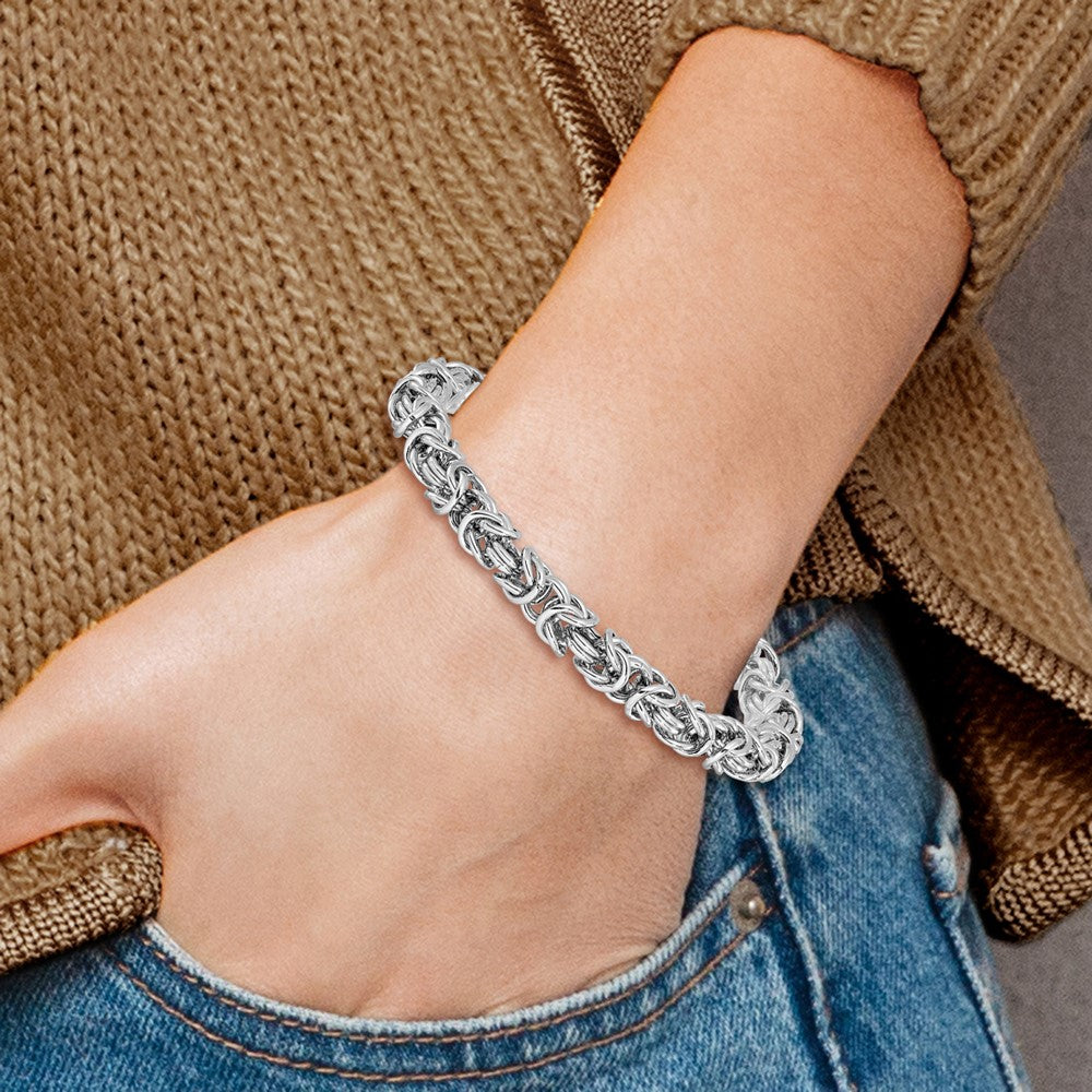 Sterling Silver Rhodium-plated w/ .5in ext Byzantine Bracelet 7.5  inches