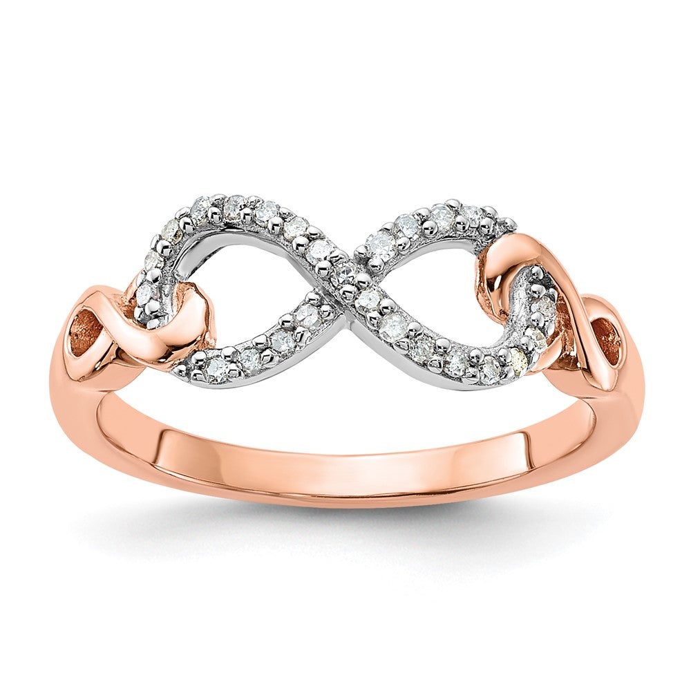 Sterling Silver Rose Tone  Diamond Infinity Ring