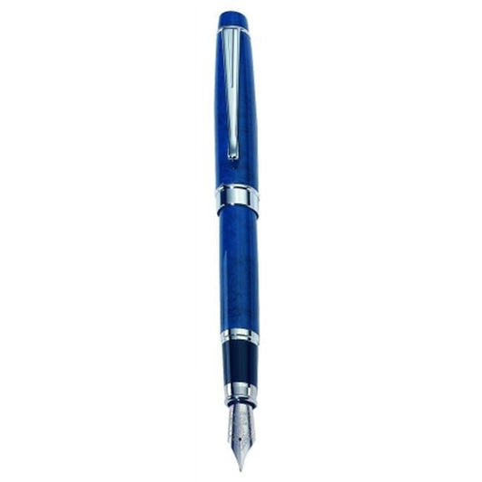 Charles Hubert Blue Marbleized Finish with Chrome Accents Fountain Pen Q-GL3230