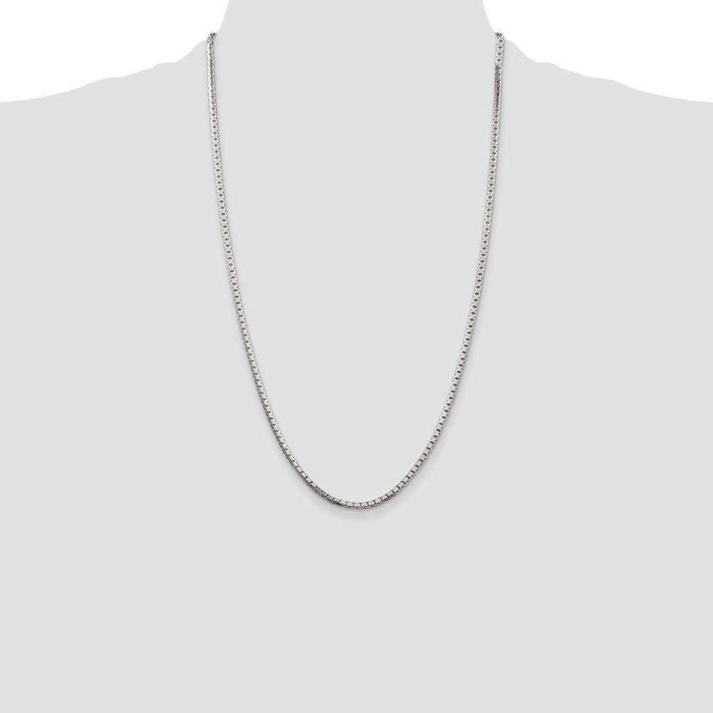 Sterling Silver 2.5mm 8 Sided Diamond-cut Box Chain 26 Inches