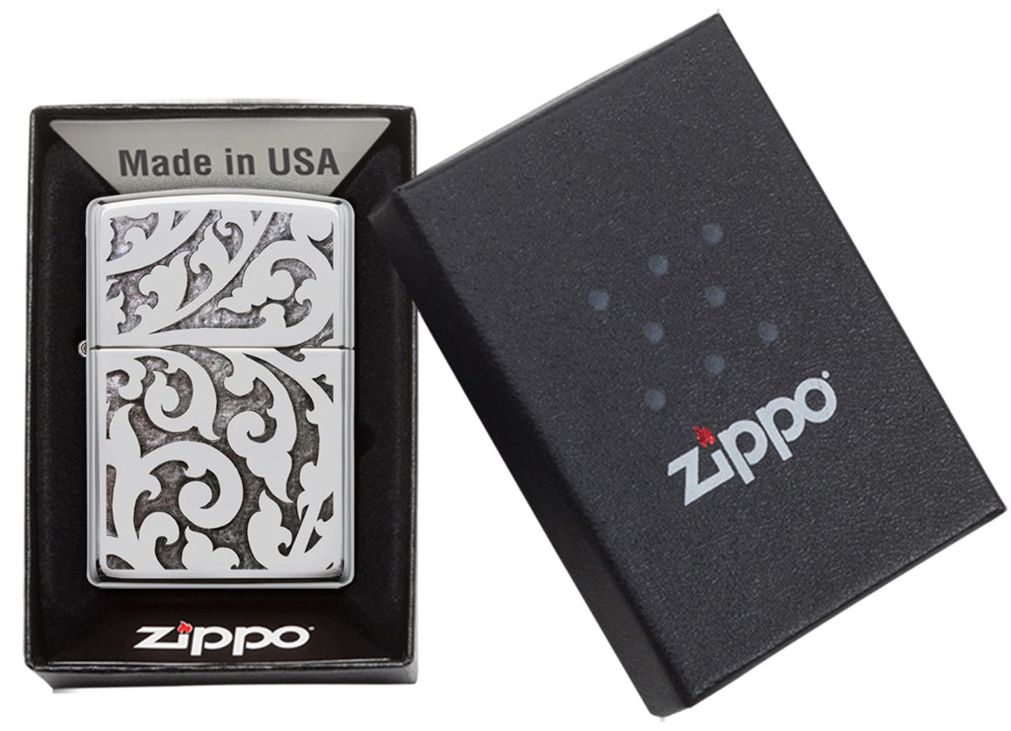 Zippo Filigree Design High Polish Chrome Pocket Lighter