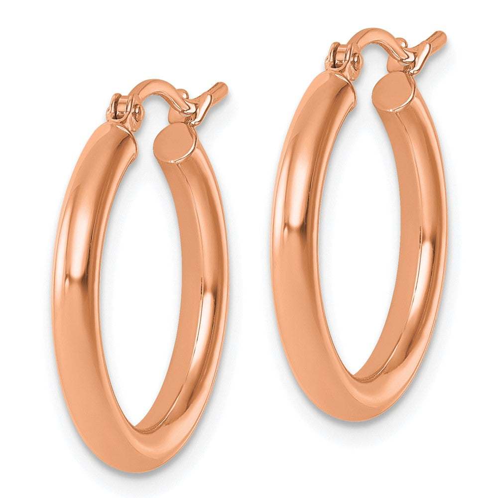 14k Rose Gold Polished 2.5mm Lightweight Tube Hoop Earrings