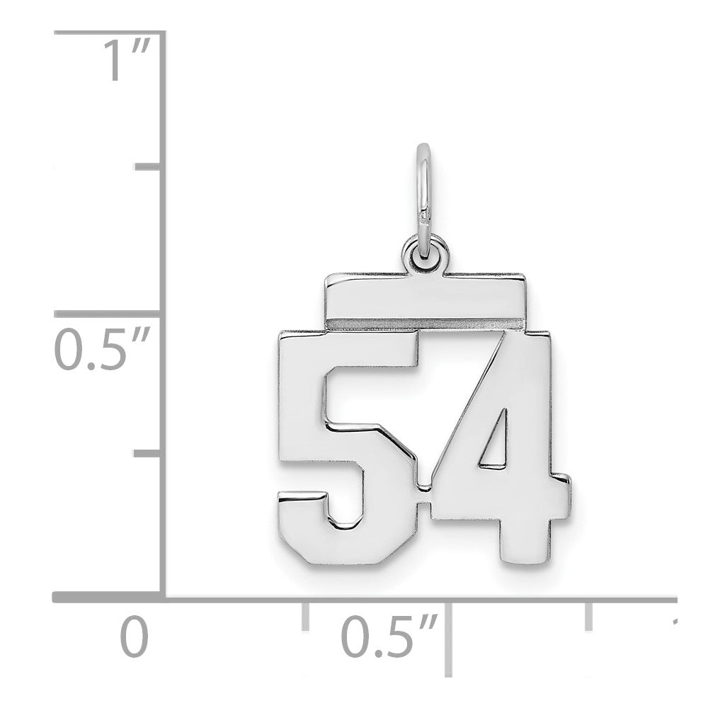 Sterling Silver/Rhodium-plated Polished Number 54 Charm