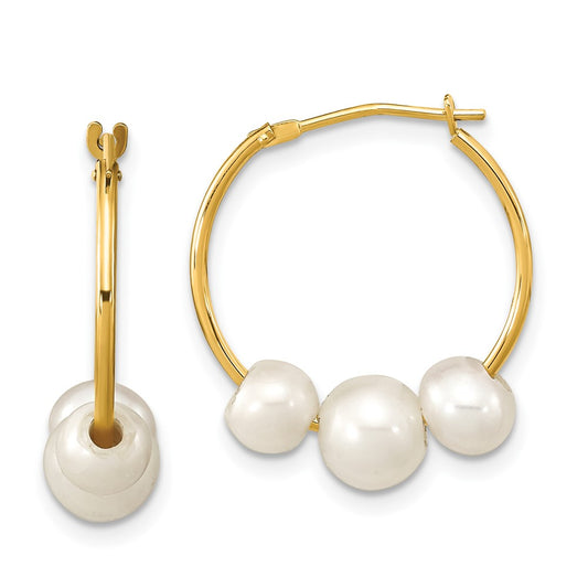 10K Madi K 5-7mm White Round Freshwater Cultured Pearl Hoop Earrings