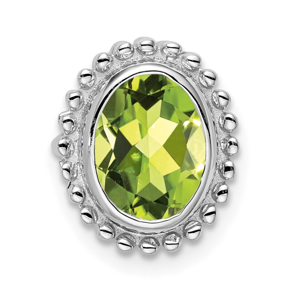 14k White Gold Oval Peridot Chain Slide
