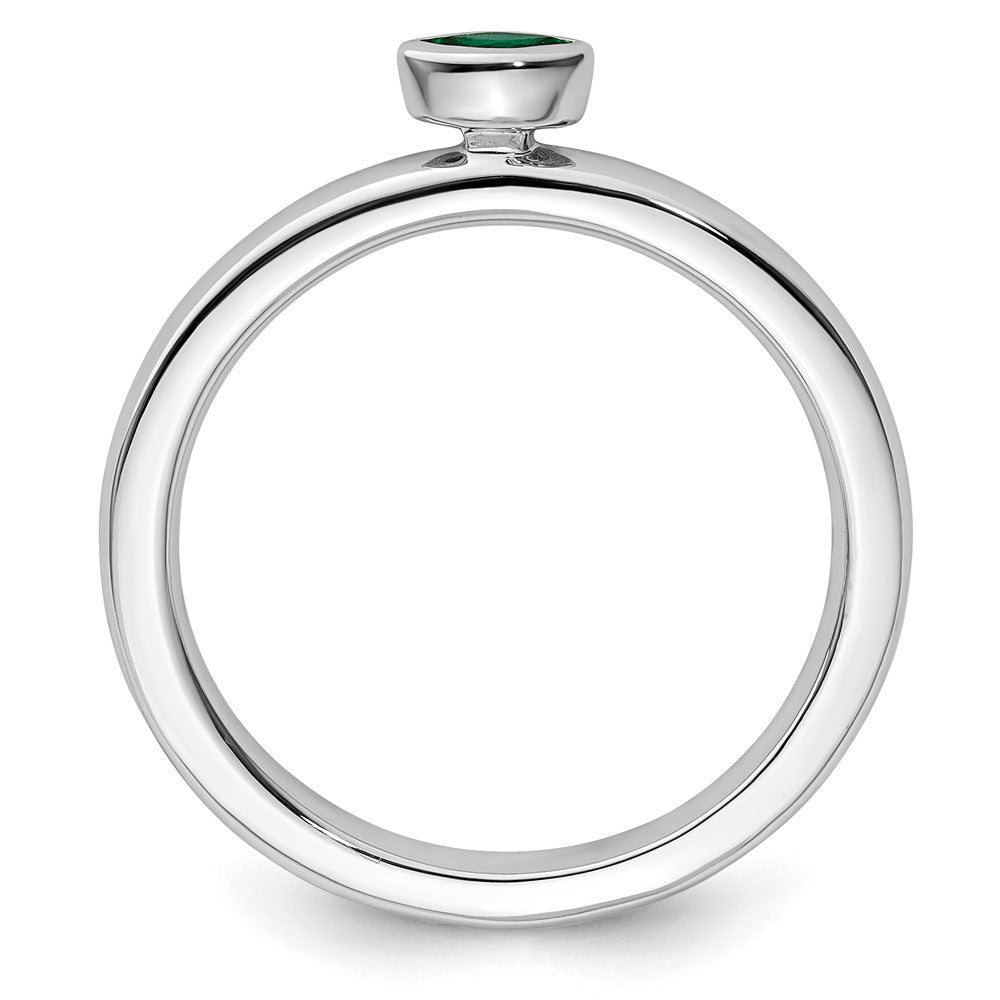 Sterling Silver Stackable Expressions Created Emerald Ring Size -5