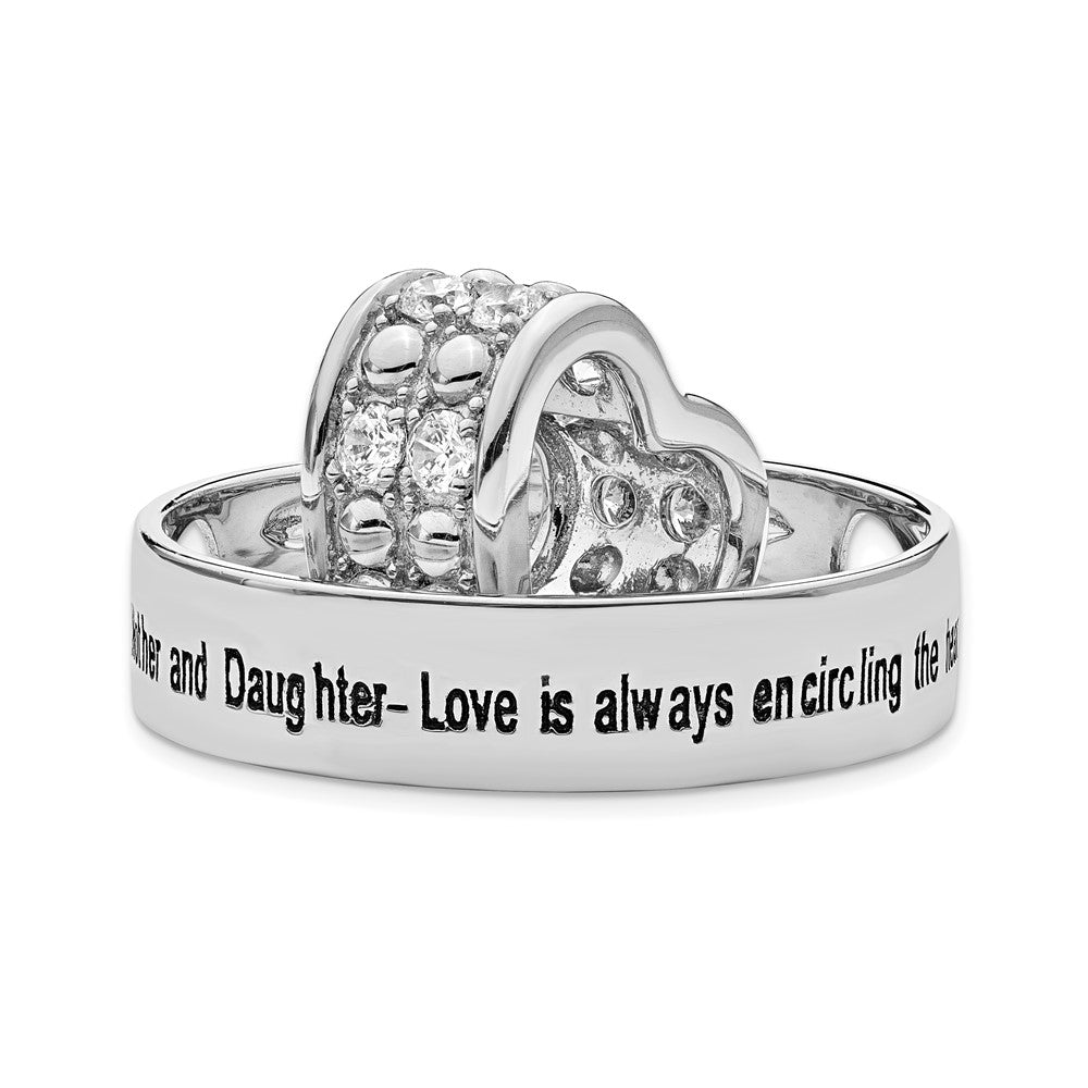 Sentimental Expressions Sterling Silver Rhodium-plated CZ Antiqued Mother and Daughter 18 Inch Necklace 18 Inches