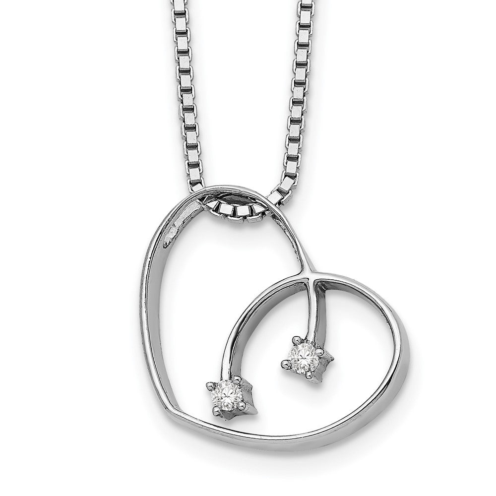White Ice Sterling Silver Rhodium-plated 18 Inch Diamond Open Heart Necklace with 2 Inch Extender 18 Inches