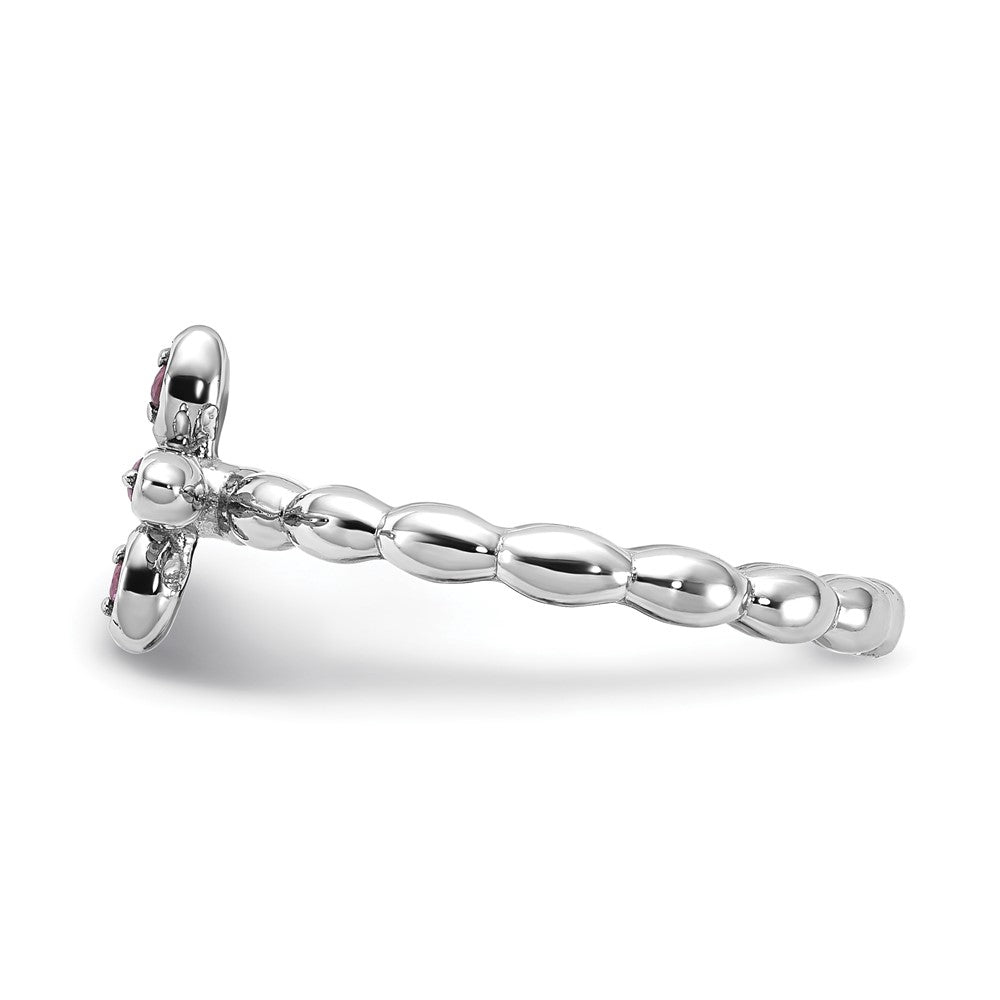 Sterling Silver Stackable Expressions Rhodium-plated Created Ruby Cross Ring Size -9