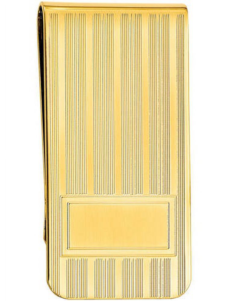 Primal Gold-plated Kelly Waters Money Clip with Lines and Bottom Rectangle
