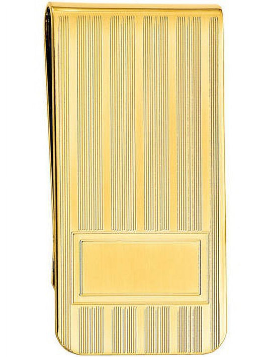 Primal Gold-plated Kelly Waters Money Clip with Lines and Bottom Rectangle