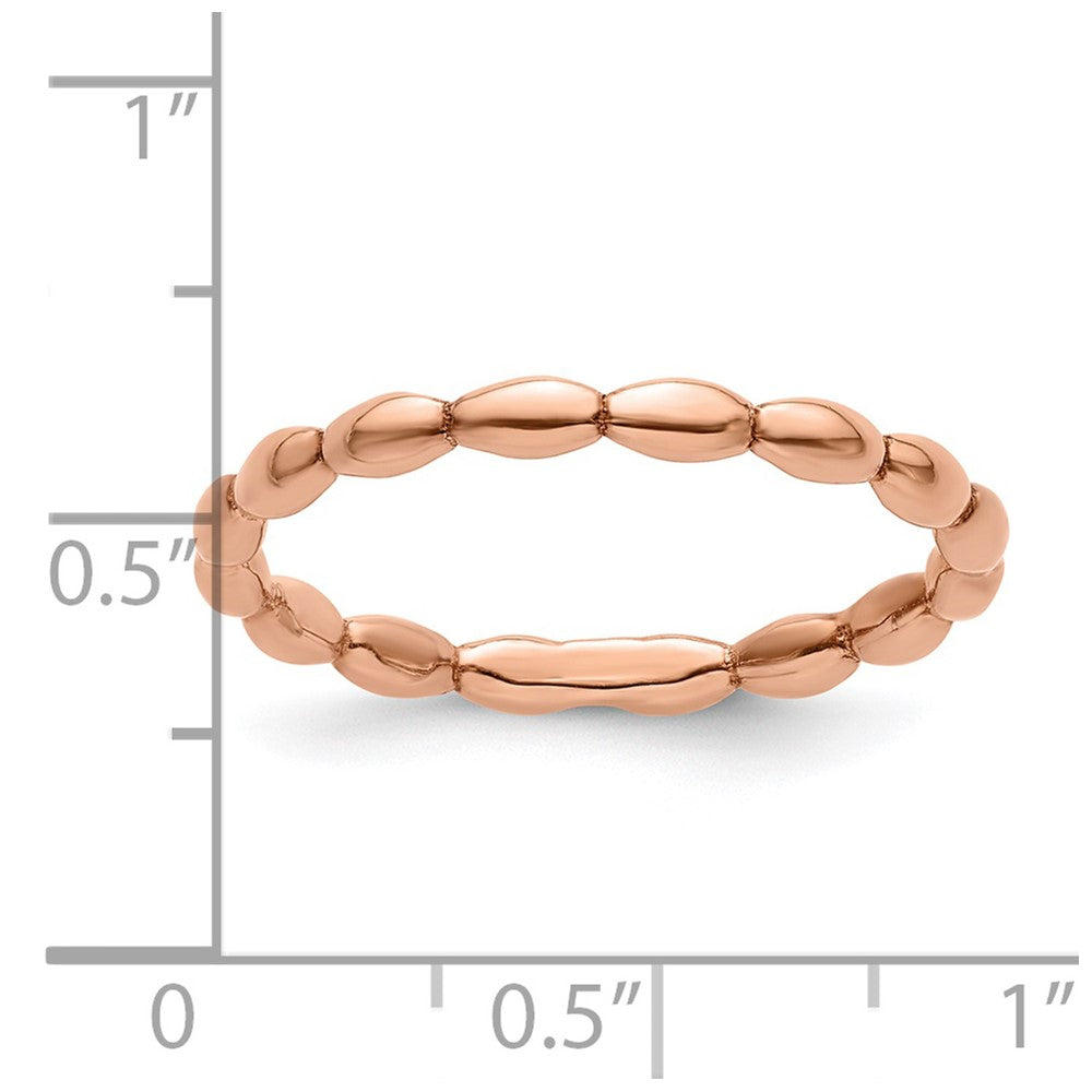 Sterling Silver Stackable Expressions Pink-plated Rice Ring Size -8